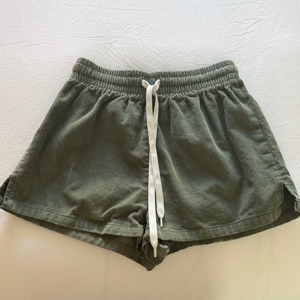 Urban Outfitters Olive Corduroy Drawstring Athletic Shorts